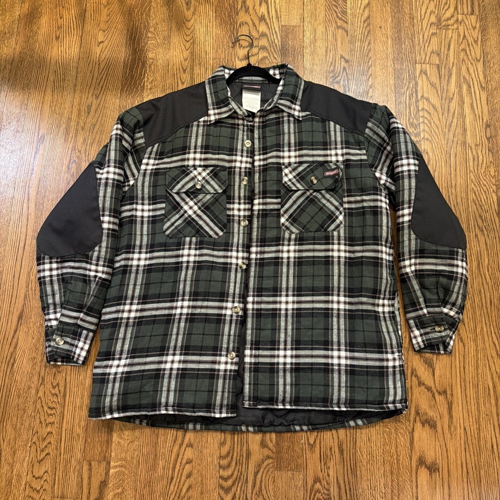Dickies Mens Large Green Insulated Button Up Flannel Jacket Plaid P204260 - Picture 7 of 15